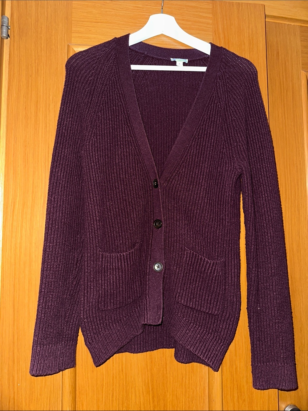 GAP Plum Ribbed V-Neck Button Cardigan